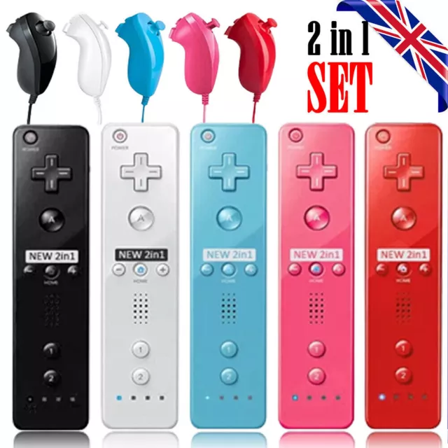 Motion Plus Remote Controller & Nunchuck For Nintendo Wii - With Silicone Strap