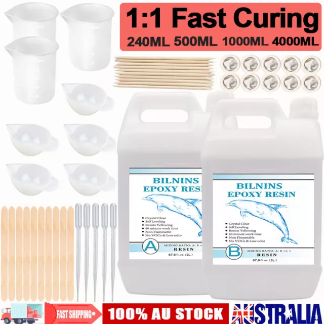 1:1 Epoxy Resin Set Fast Curing Ultra Clear Liquid Paste 43Pcs Mix Tool Kit DIY