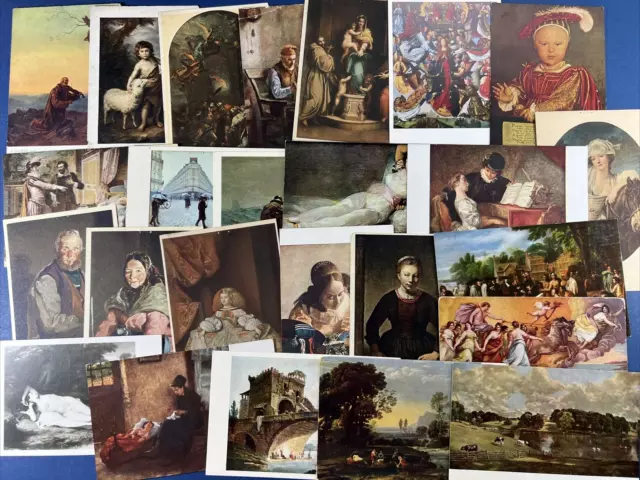 Nice Large Lot 25 Greetings MUSEUM Paintings Antique & Vintage Postcards