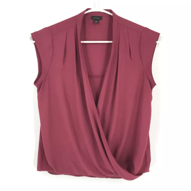 Halogen Womens Shirt Large Maroon Red Sleeveless Blouse Top Pullover