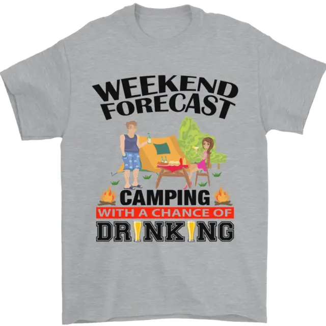 Camping Weekend Forecast Funny Alcohol Beer Mens T-Shirt 100% Cotton