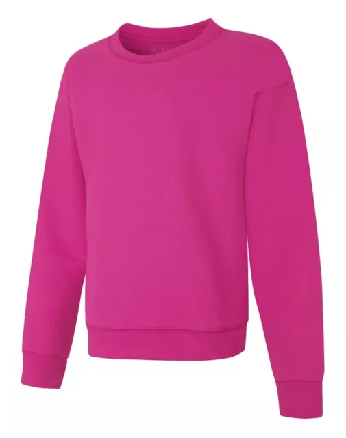 Hanes Girls' ComfortSoft Eco Smart Girls Crewneck Sweatshirt, Pink XS 2/4