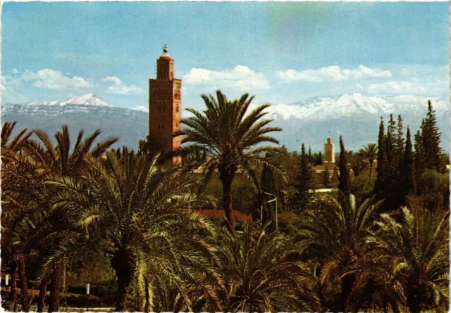 CPM MAROC Koutoubia avec Atlas. Le Maroc Pittoresque. Marrakech (342990)