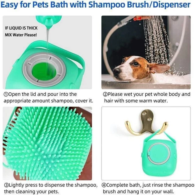 Pet Dog Cat Massage Bath Brush Scrubber.Shampoo Silicone Dispenser UK//New 2