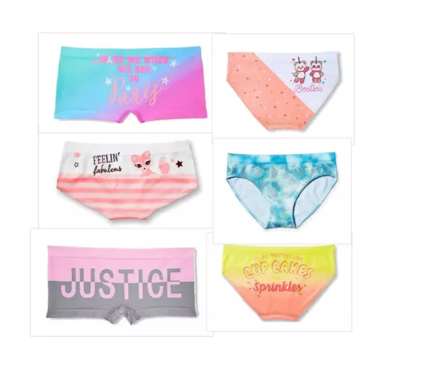 Justice Girls SIZE 6 Seamless Shortie Underwear 5 PACK Boyshorts