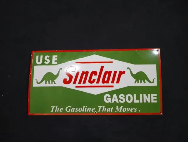 Porcelain Sinclair Gasoline Enamel Metal Sign Size 39" x 19.5" Inches