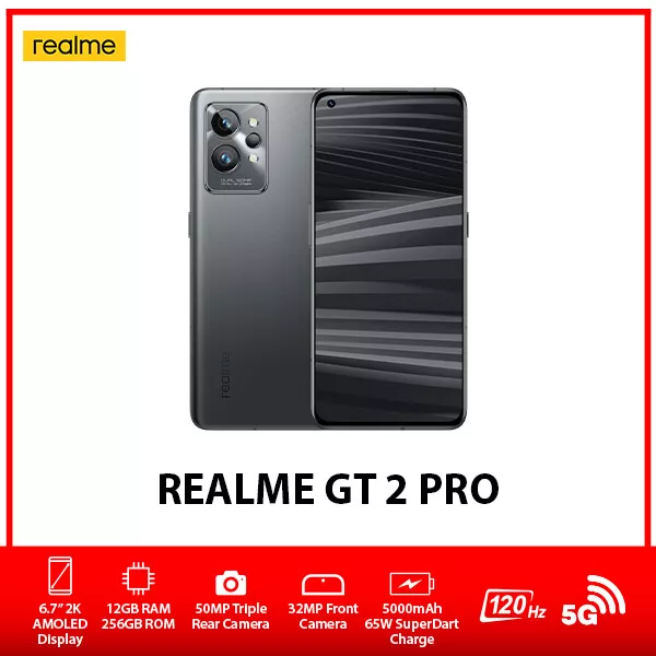 Realme GT2 Dual-SIM 256GB ROM + 12GB RAM (GSM  CDMA) Factory Unlocked 5G  SmartPhone (Steel Black) - International Version 