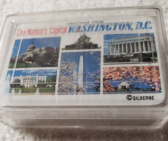 VTG Mini Silberne Washington DC Souvenir Playing Cards New Sealed 2.5" x 1.75"