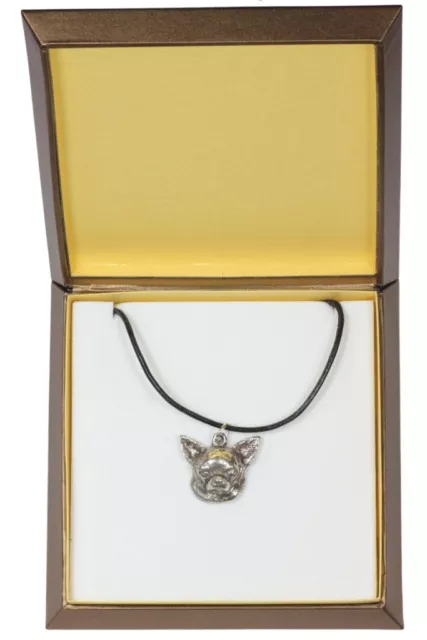 Chihuahua - silver plated necklace with image of a dog in box, Art Dog UK