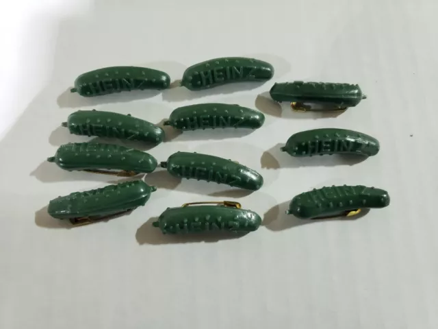 Vintage Heinz Pickle Pin Button Set of 11 Heinz Promotional Item Plastic Green