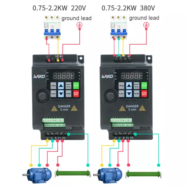 220V 380V 1.5KW 2.2KW 4KW 5.5KW Frequenzumrichter Frequenzumwandler Inverter VFD 3