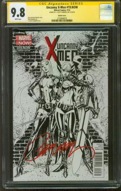 Uncanny X Men 19 CGC 9.8 SS J Scott Campbell Sketch Variant Marvel Now 1:100