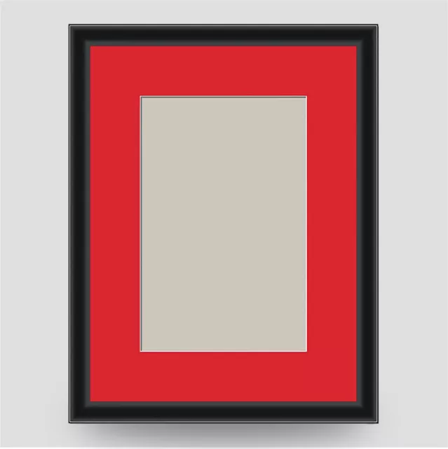 THIN BLACK 8x6 PHOTO FRAME incl BRIGHT RED Mount for 6x4 PICTURE ART CRAFT PRINT