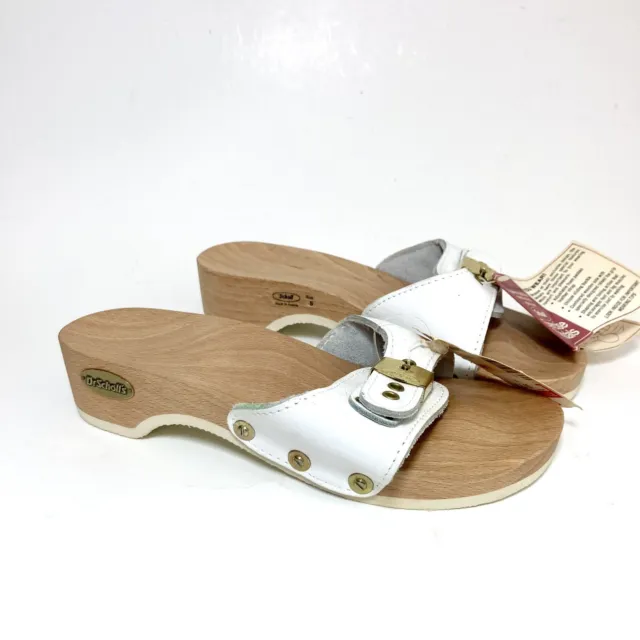 Dr Scholls Exercise Sandals Wooden Clogs Vintage 1978 White Size 5