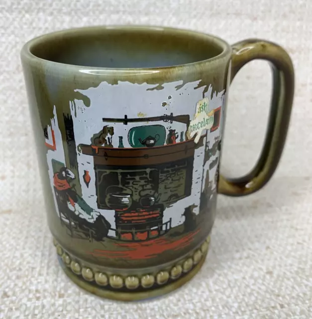 Vintage Wade Irish Coffee Mug Tea Fireplace Hearth Porcelain HTF 12-oz