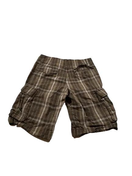 Old Navy Plaid Cargo Shorts Mens Size 28 Brown Beige Outdoor Casual Flat Front