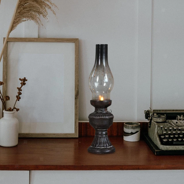 Portavelas de petróleo estilo vintage lámpara de mesa corazón para decoración del hogar