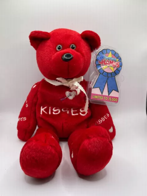 SUGAR KISSES Red Plush Embroidered Bear Limited Edition Love & Kisses