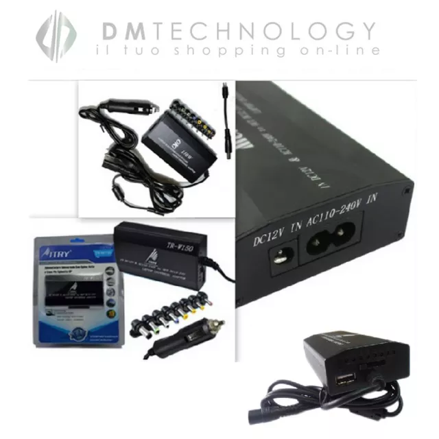 Alimentatore Notebook Pc 150Watt Auto/Casa/Usb Dc12-24V Universale Itry Tr-W150