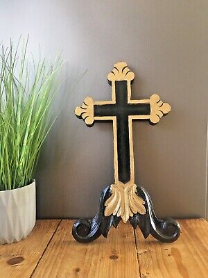 Quality Antique / Vintage Carved Wood Altar Crucifix Church Cross Jesus Ihs Inri 2