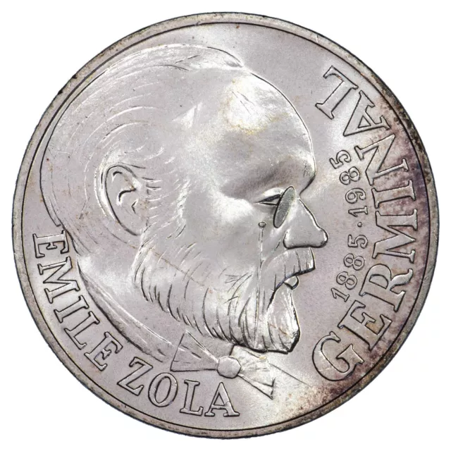 France 100 Francs 1985 Emile Zola Germinal MS Silver coin French