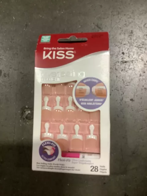 French tip Kiss ef01 premium Everlasting French Glue Nails eased square Short 36