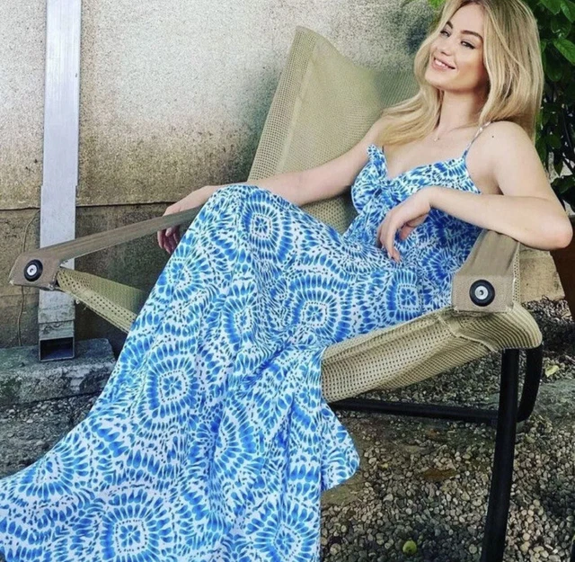 ZARA SKY BLUE Strappy V Neck Knot Tie Dyed Flowing Maxi Long Printed Slip Dress 24.93 - PicClick UK ZARA SKY BLUE Strappy V Neck Knot Tie Dyed Flowing Maxi Long Printed Slip Dress 24.93 - PicClick UK