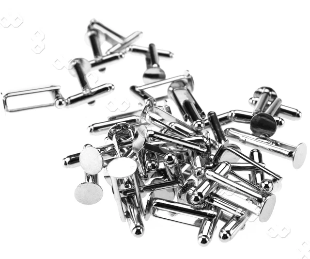 25 pares de eslabones planos redondos de latón chapados en plata hágalo usted mismo 8 mm x 27 mm