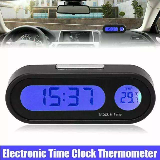 2 in 1 LCD Digital Car Electronic LED Time Clock Thermometer Z0W6 w/ A9V9