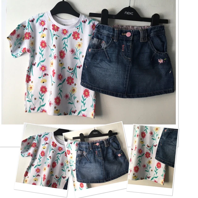 Gonna estiva in denim per bambine Next Exc U & Nuova Matalan Floreale Ape Top 18-24 mesi