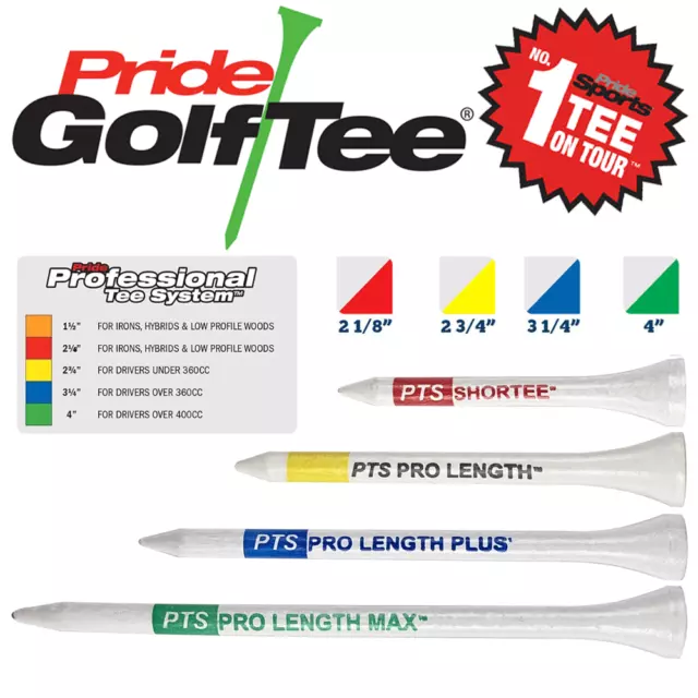 Packs Pare-Chocs De Tees De Golf En Bois Pride Pro Longueur / Toutes Longueurs / Offres Multi Achats ! 2