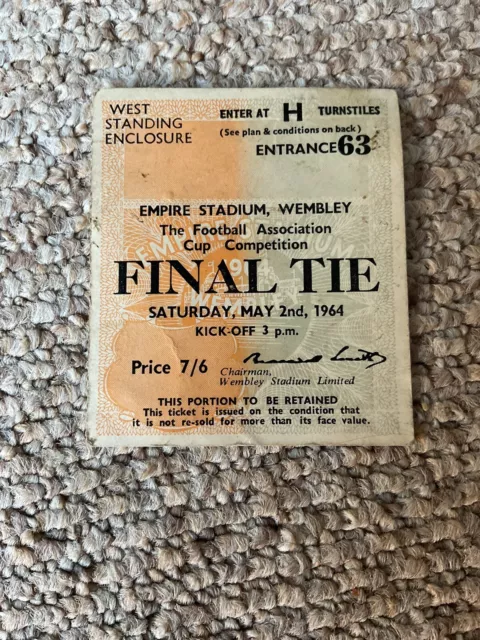 Original 1964 FA Cup Finale PRESTON NORTH END v WEST HAM UNITED Wembley-Stadion