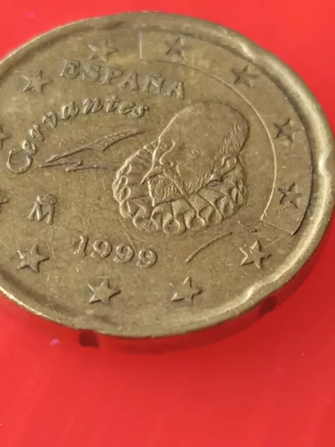 Moneda de 20 céntimos España 1999 - error exceso de metal