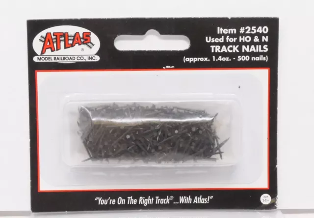 Atlas 2540, Track & Roadbed Nails, 1/2" Long, 500 Nails, HO & N Scale