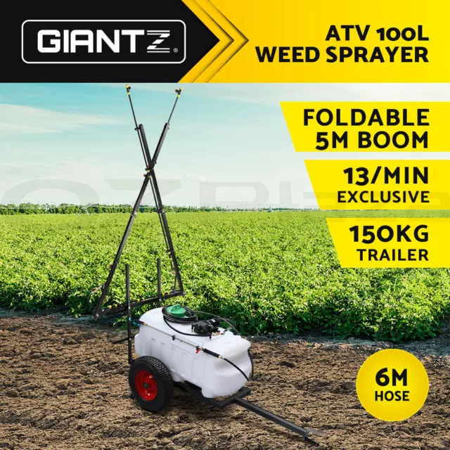 Giantz 100L ATV Weed Sprayer Spot Spray Chemical Garden Farm 5M Boom Pump Tank