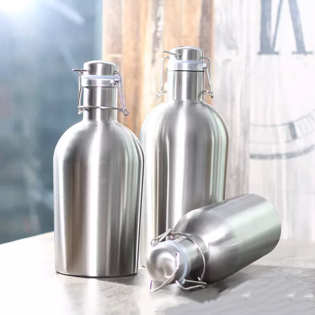 Swing Top botella de metal cerveza Growler 1L/2L acero inoxidable barril desnudo universal ql