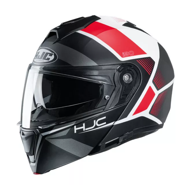 Hjc I90 Hollen Red Black White Flip Up Modular Motorcycle Motorbike Helmet