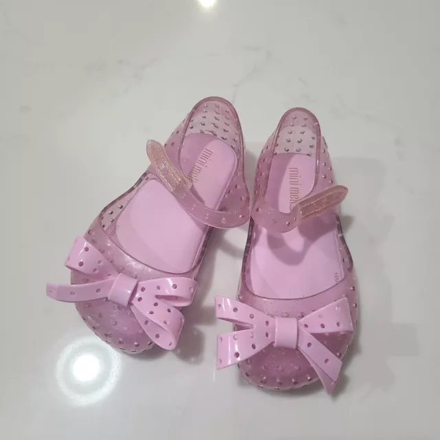 Mini Melissa Kids Toddler Girls Furadinha Bow Mary Jane Shoes Size 7 2