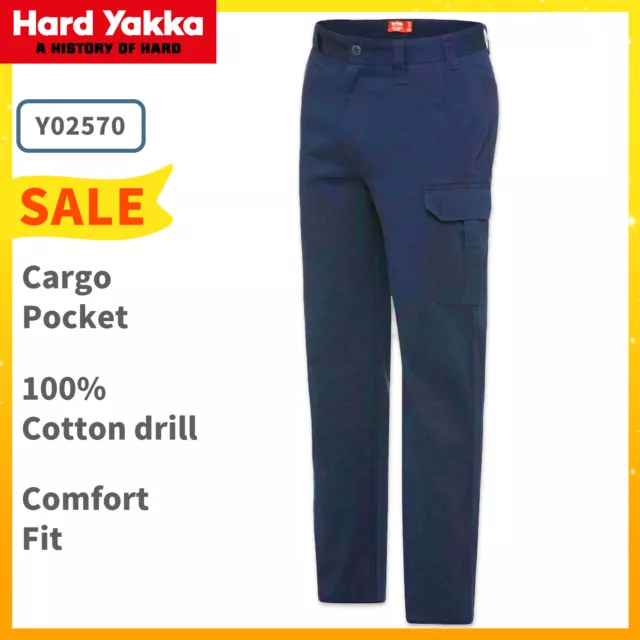 Mens Hard Yakka Work Core Drill Cargo Pants Comfort Fit Y02570 Strong Trousers