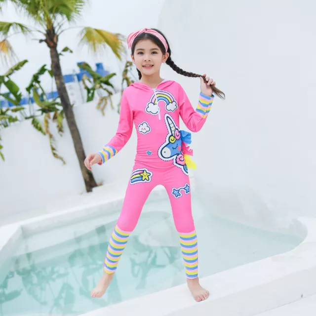 UPF 50+ Rash Guard Kids Hood Long Sleeve One Piece Swimsuit Children GIFT 2022