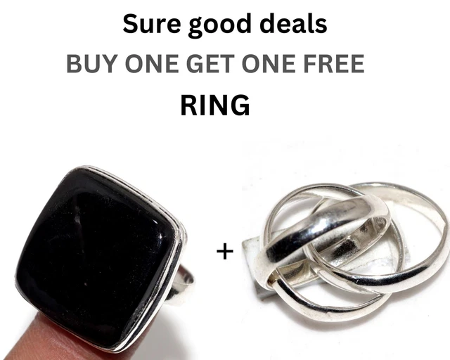 Black Onyx Vintage Style Fresh Stock Deals Ring Combo Set Size 8.5 JW