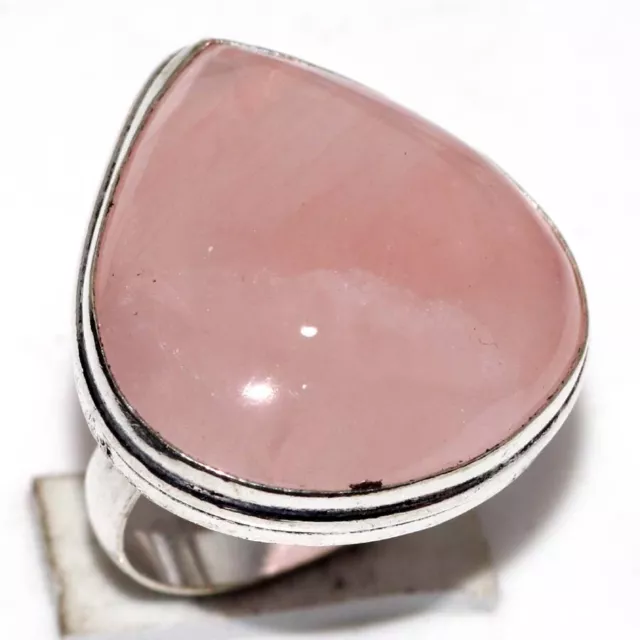 Rose Quartz 925 Silver Plated Gemstone Handmade Ring US 9.5 Classic Jewelry GW