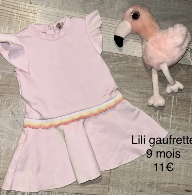 Lili Gaufrette 9 MOIS Fille : Robe Été Rose Tbe