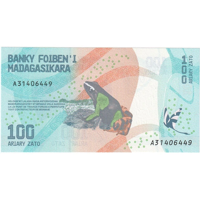 [#247621] Banknote, Madagascar, 100 Ariary, 2017, UNC(65-70)