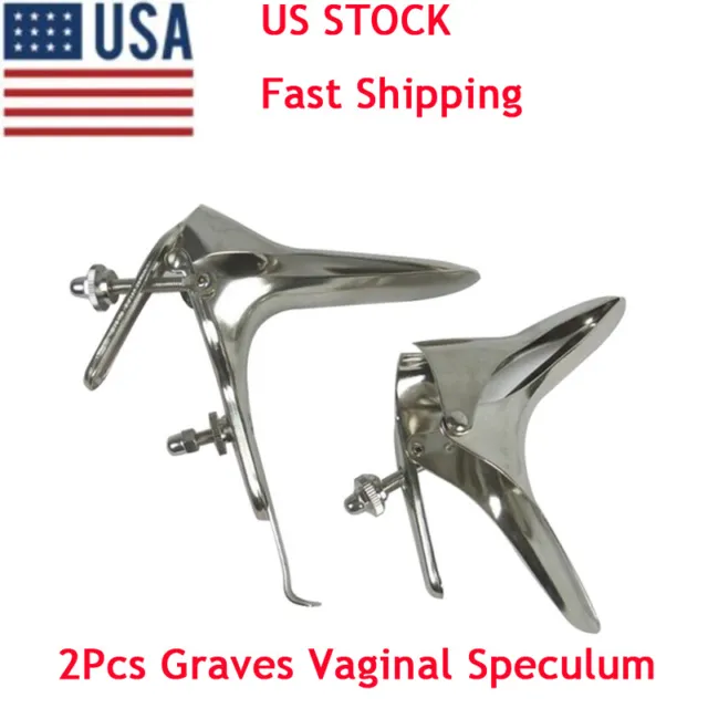 Carejoy 2Pcs Stainless Steel Graves Vaginal Speculum Large Gynecology Surgical