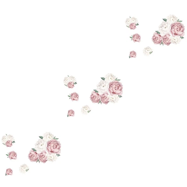 Set 3 Flower Leaf Sticker Cartoon Nursery Decal Flower Decals Wallpaper