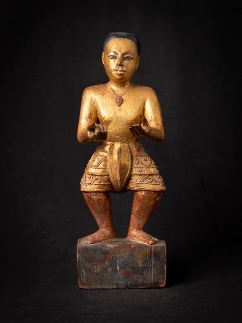 Antique wooden Burmese Nat statue from Burma, 19th century