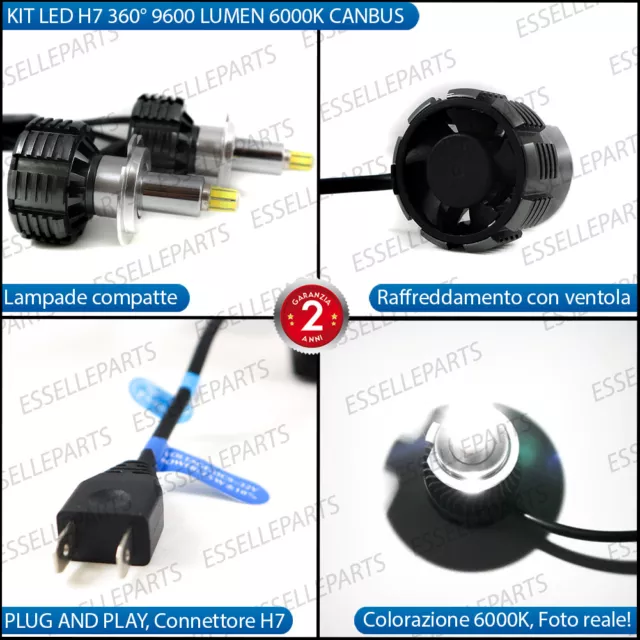 Conversione Completa Fari Full Led Volvo Xc70 Mk2 16000 Lumen H7+H9+T10 6000K 3