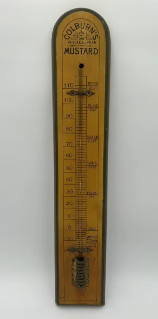 Antique Large Advertising Thermometer Colburn's Mustard Philadelphia, PA