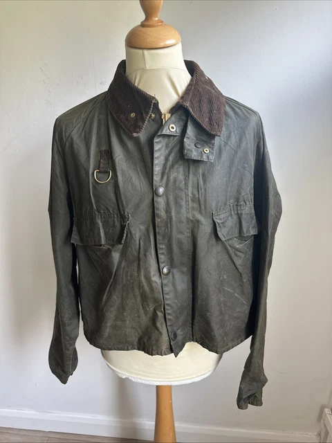 VINTAGE RARE 80S crest Barbour A130 Spey Wax Fisherman's Jacket
